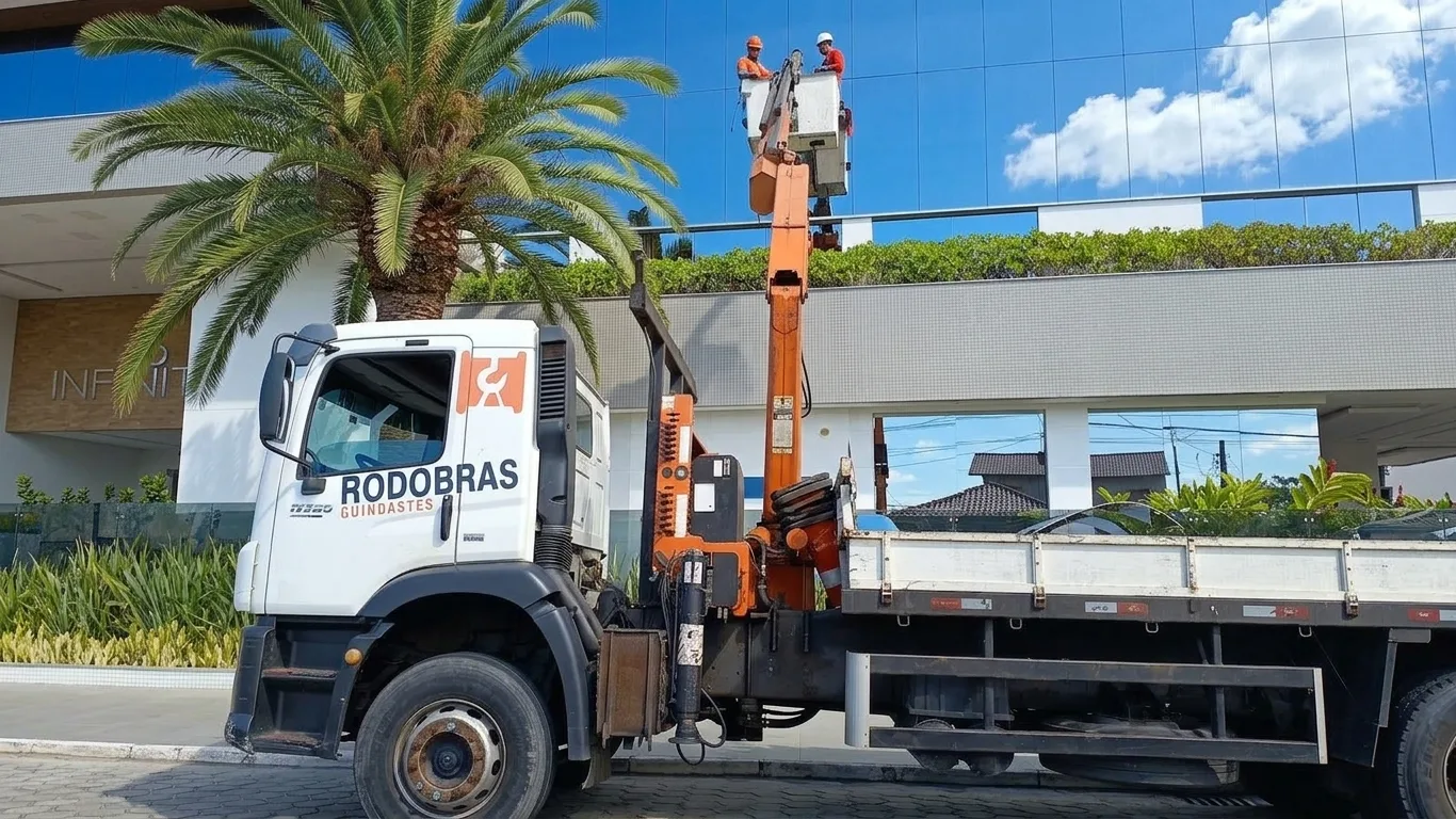 Caminhão munck com lança recolhida 2