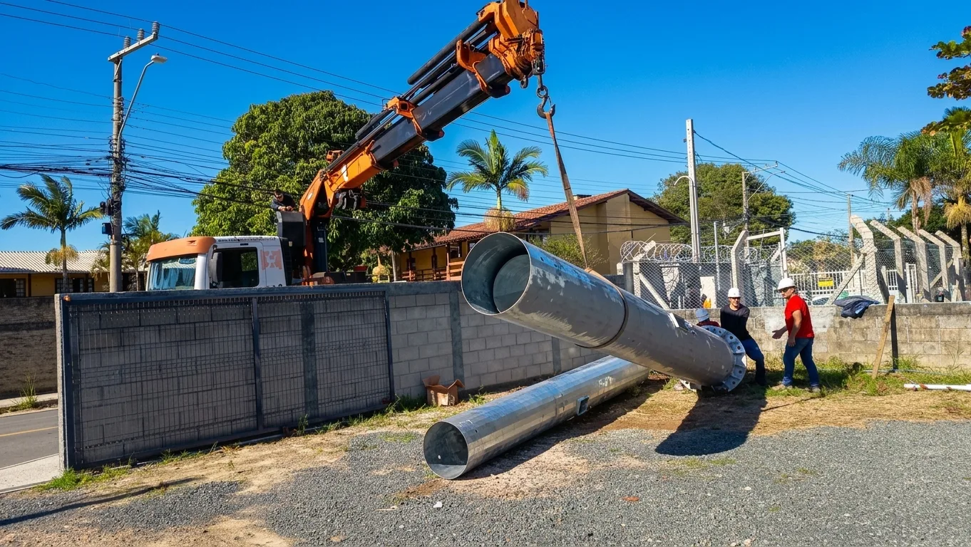 Caminhão munck com lança recolhida 3